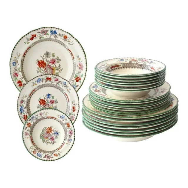 1940s Spode Soup, Salad & Dessert Set, Service for 7