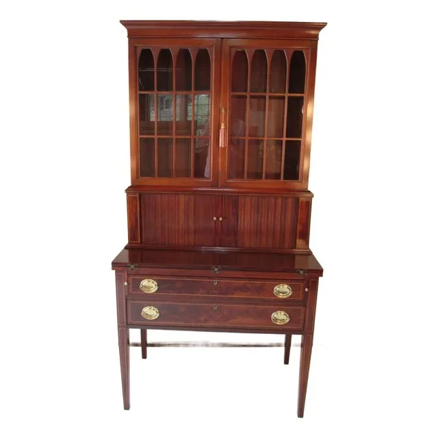 1940s Two Piece Mahogany Secretary by Madox
