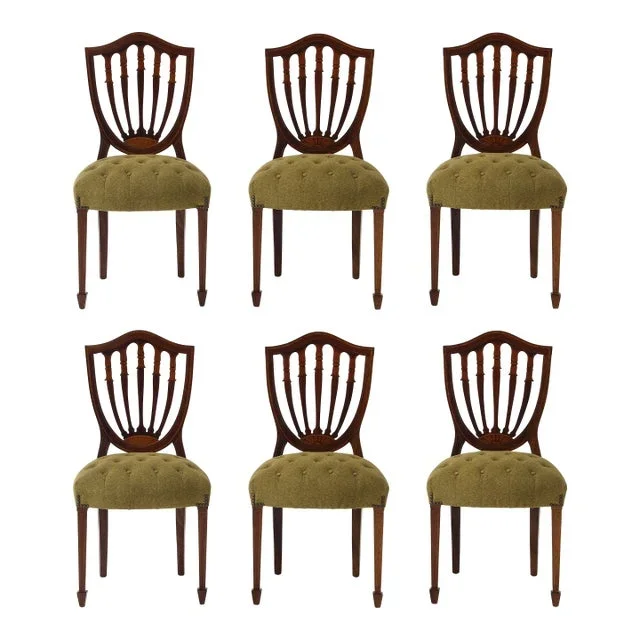 1950’s Shell Back Italian Mohogany Dining Chairs Set of 6