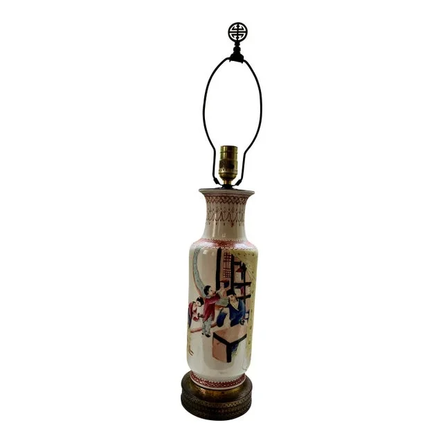 1950’s Chinese Chinoiserie Famille Rose Table Lamp