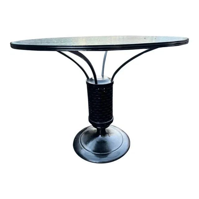 1950s Art Nouveau Vintage Wrought Iron Table With Weave