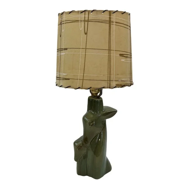 1950s Ceramic Equestrian Lamp With Parchment Shade