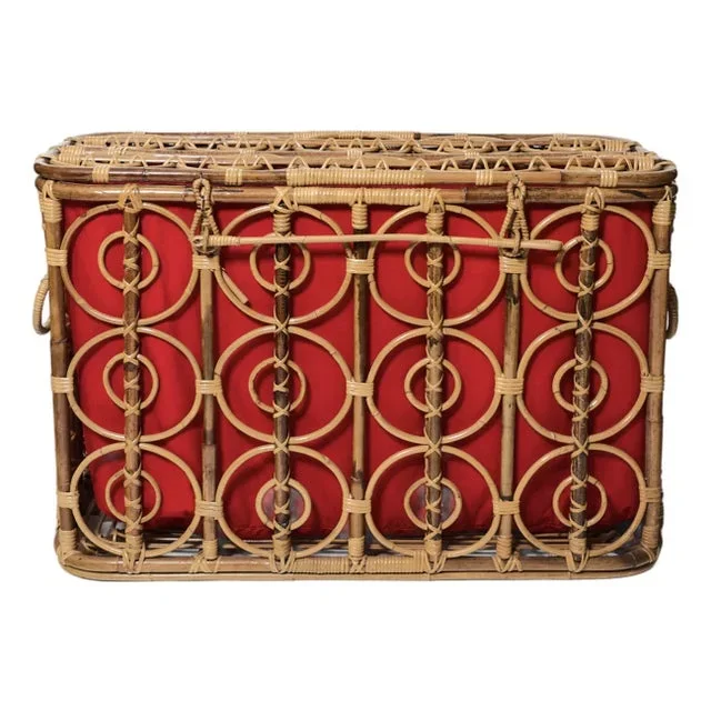 1950s Italian Bamboo and Rattan Trunk