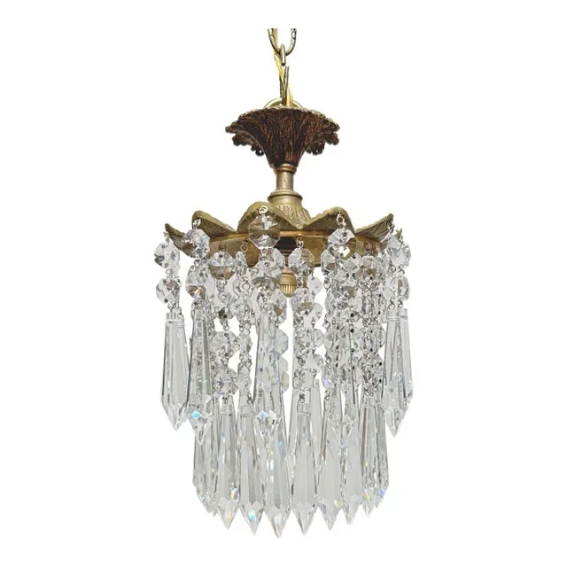 1950s Italian Brass Upside Down Layered Cake Chandelier