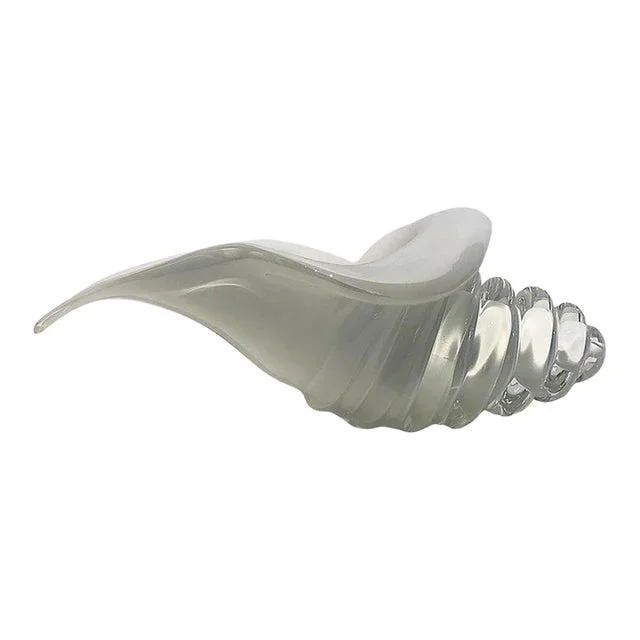 1950s Licio Zanetti Murano Glass Conch Shell Sculpture, Signed