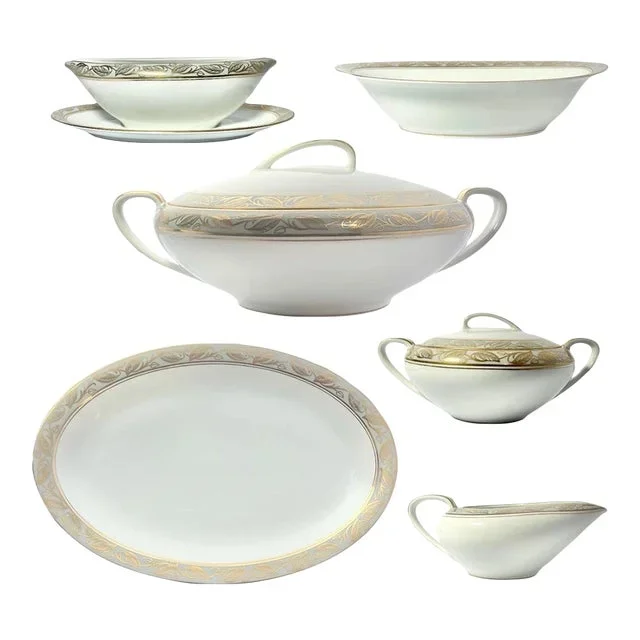 1950s Noritake “Greta” 6-Piece Bone China Serving Hostess Dinnerware Set