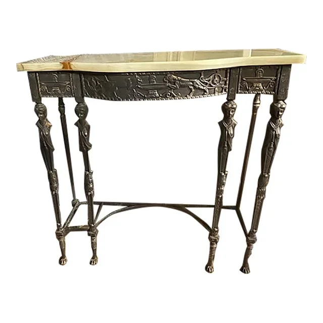 1950s Onyx Top Console Table