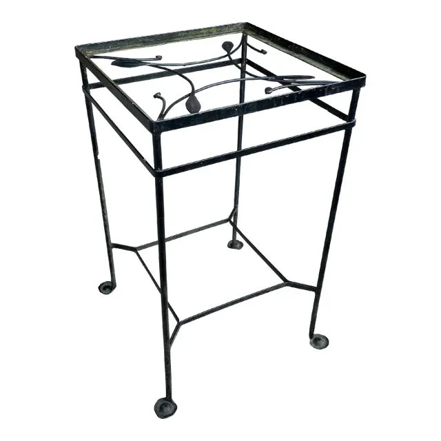 1950s Salterini Outdoor Patio Iron Tall Side Table, Attributed