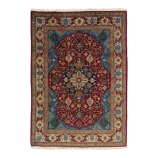 1950s Tabriz Persian Hand-Knotted Wool Rug
