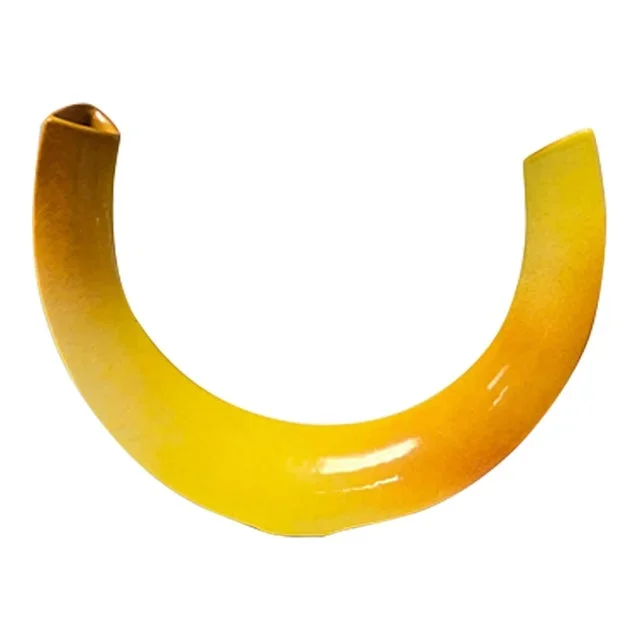 1960’s Japanese Modernist Crescent Shaped Ceramic Vase