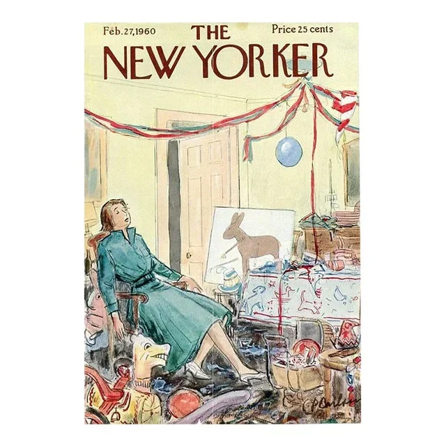 1960 Vintage New Yorker Cover, February 27 (Perry Barlow), Original New Yorker Magazine Cover, Children, Birthday Party