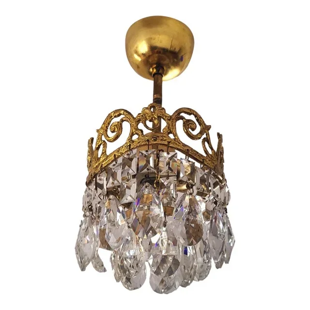 1960s Crystal Chandelier Single Lighting