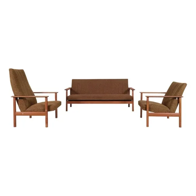 1960s Danish Modern Teak Sofa and Chairs Set- 3 Pieces