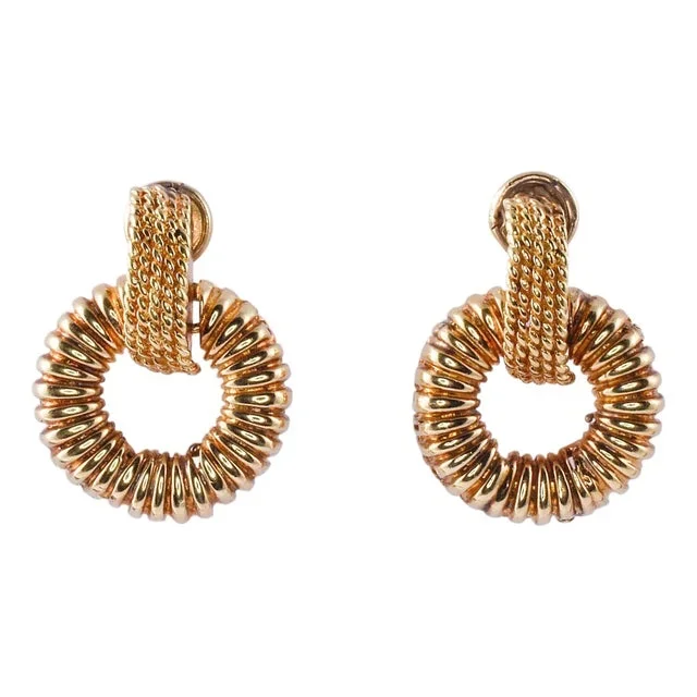 1960s Door Knocker Style 18k Gold Earrings – 2 Pieces
