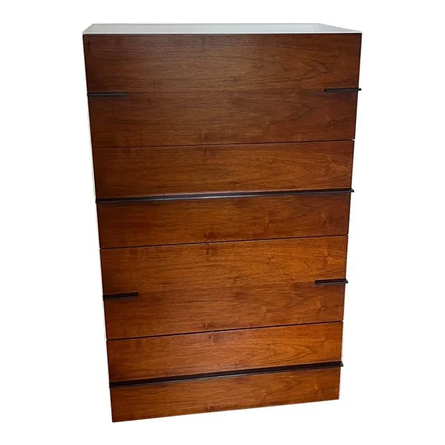 1960s Drexel “Parallel” Collection Mid-Century Modern Walnut & Lacquer Tallboy Dresser