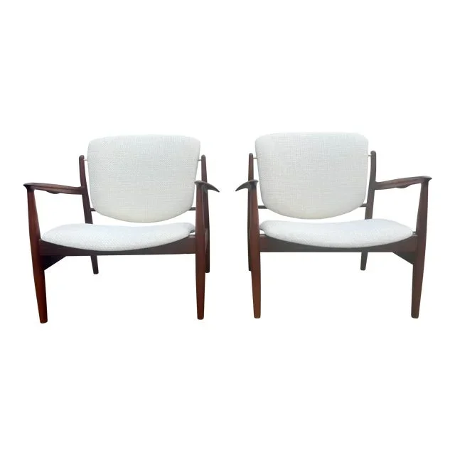 1960s Finn Juhl “Fd141” Teak Lounge Chairs for France & Daverkosen Denmark – Set of 2