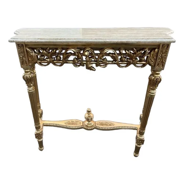 1960s Gilded Console Table, Gold Console Table,Louis XVI Gilded Side Table