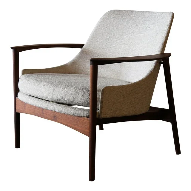 1960s Ib Kofod Larsen for Selig Walnut Easy Chair Elizabeth Horseshoe
