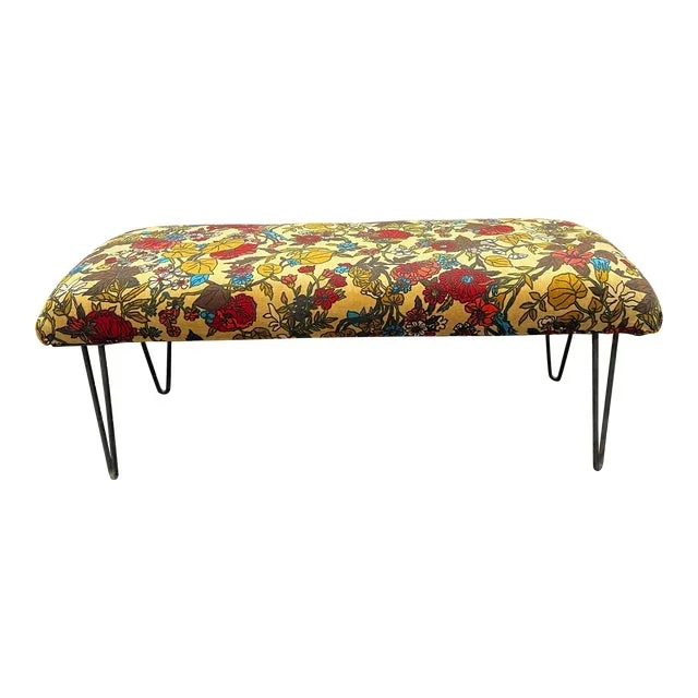 1960s Jack Lenor Larsen Style Upholstered Bench