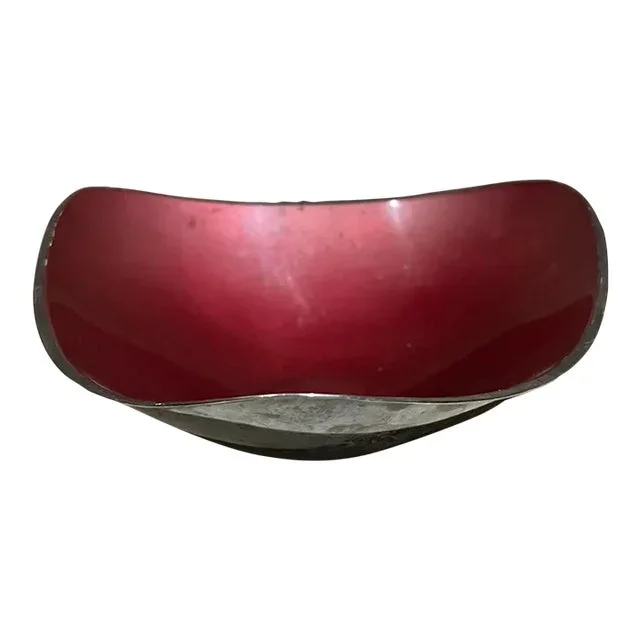 1960s John Prip for Reed & Barton Red Enamel Silverplated Bowl