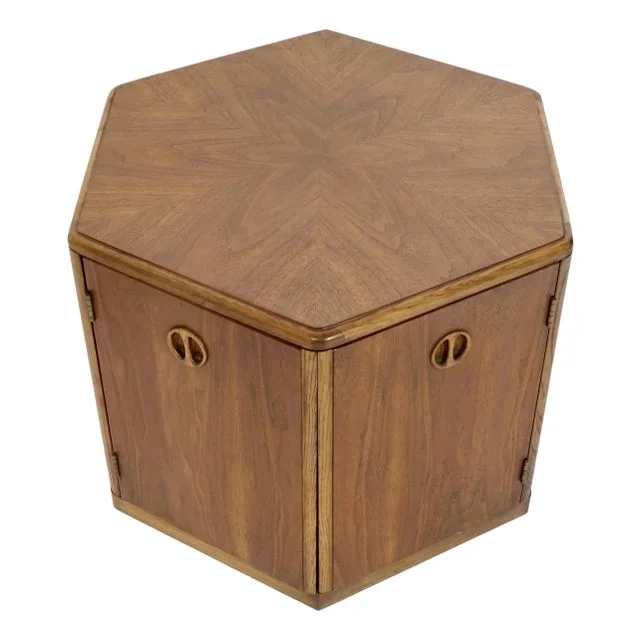 1960s Lane Walnut Hexagon Side Table Mid Century Modern
