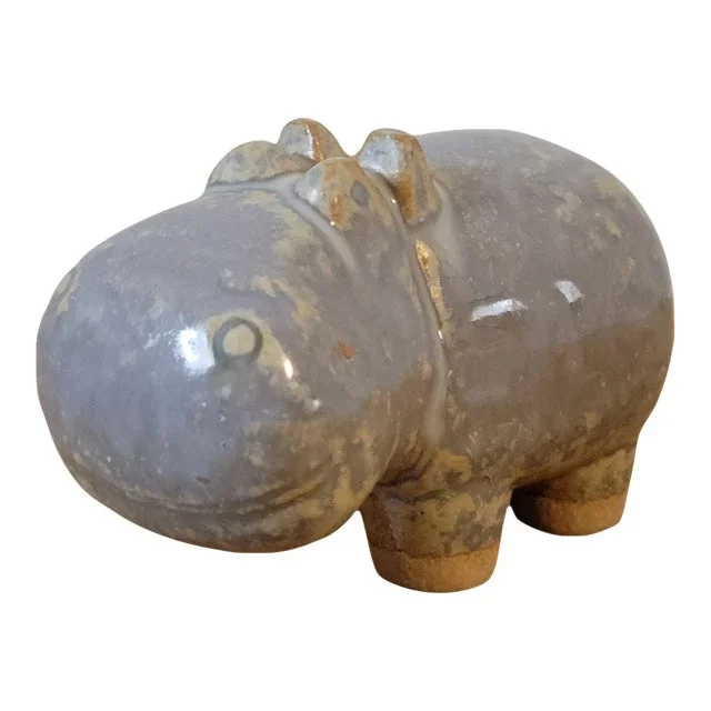 1960s Lisa Larson Ceramic Hippopotamus “Stora Zoo” Figurine