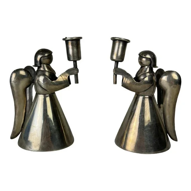 1960s Los Castillo Handwrought Angel Candlesticks – a Pair