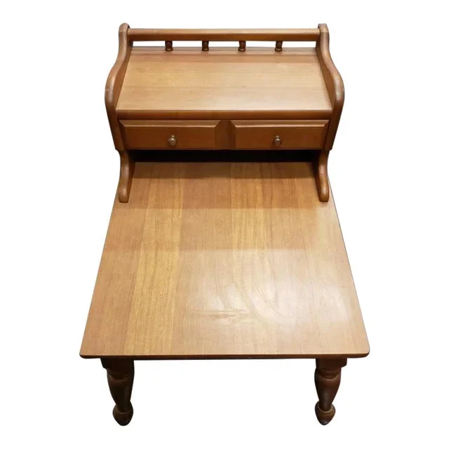 1960s Mersman Brown Two Tiered Step Drawer Side or End Table