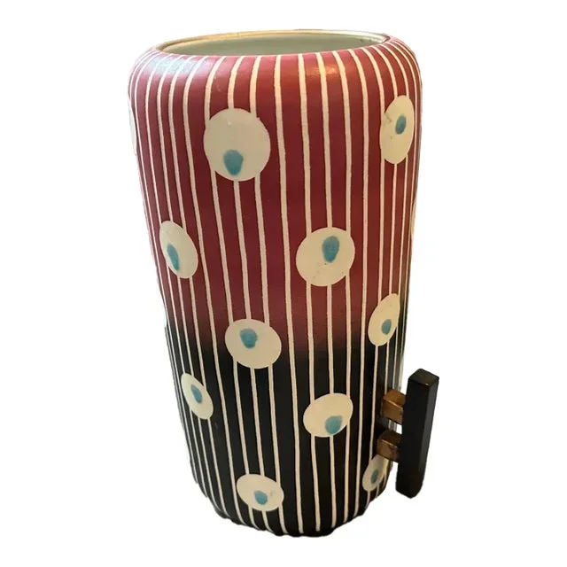 1960s Mid-Century Modern Hand-Painted Ceramic Italian Vase by Bellaria