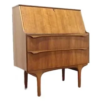 1960s Mid Century Modern Vintage Teak Secretaire Desk by S Form Danish Style