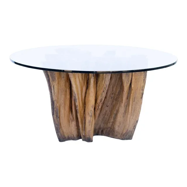 1960s Mid Century Original Cypress Trunk Dining Table