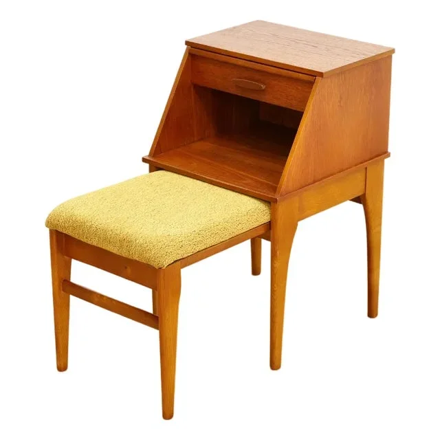 1960s Mid Century Pull Out Entryway Bench Side Table by Chippy Heath