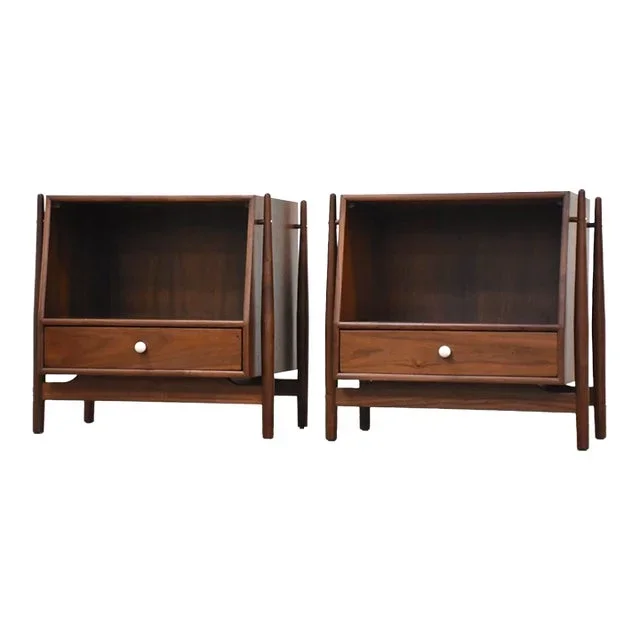 1960s Refinished Kipp Stewart Declaration Walnut Nightstands – a Pair