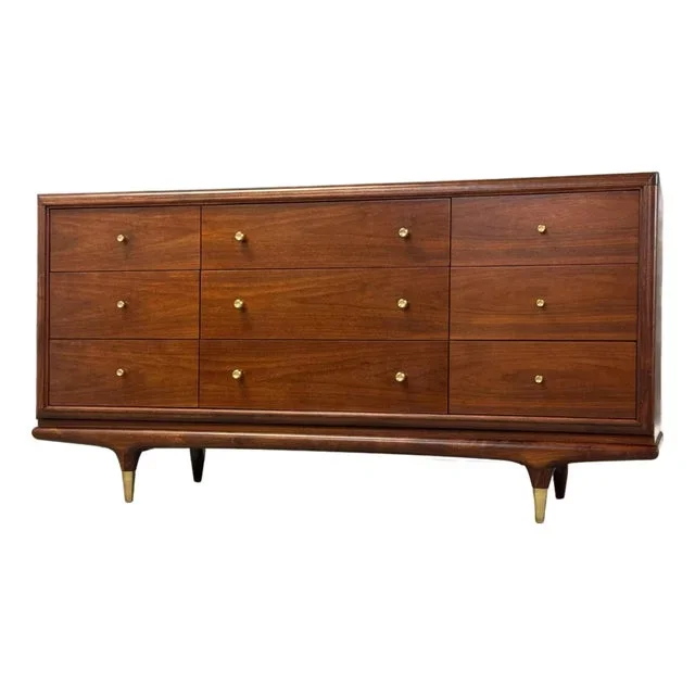 1960s Refinished Walnut Dresser by Kent Coffey Continental