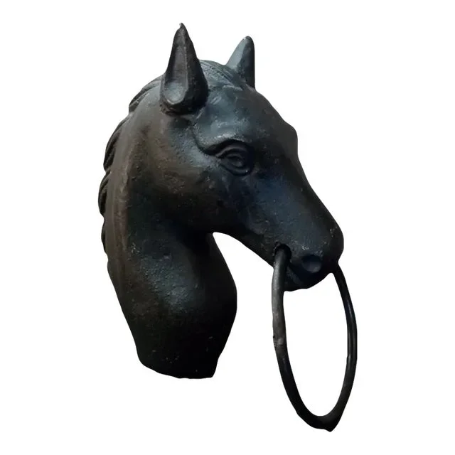 1960s Solid Cast Iron Horse Bust Hitching Post