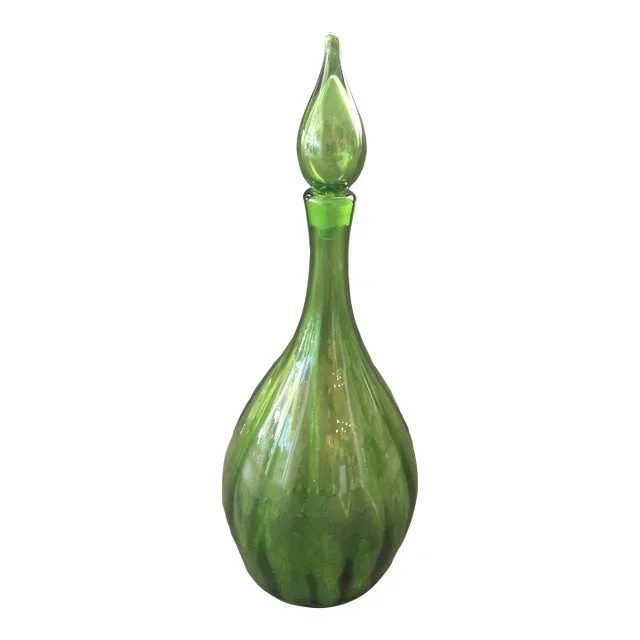 1967 Vintage Green Blenko Decanter Designed by Joel Myers