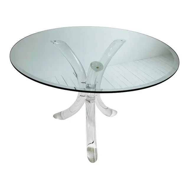 1970’s Charles Hollis Jones Style Round Lucite Game or Breakfast Table