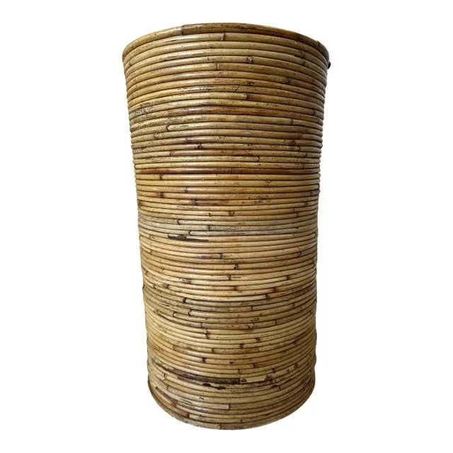 1970’s Large Gabriella Crespi Style Coiled Pencil Rattan Basket