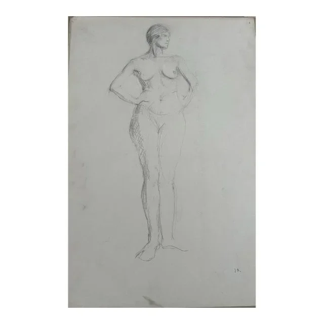 1970’s Original Abstract Expressionist Female Nude Study Drawing