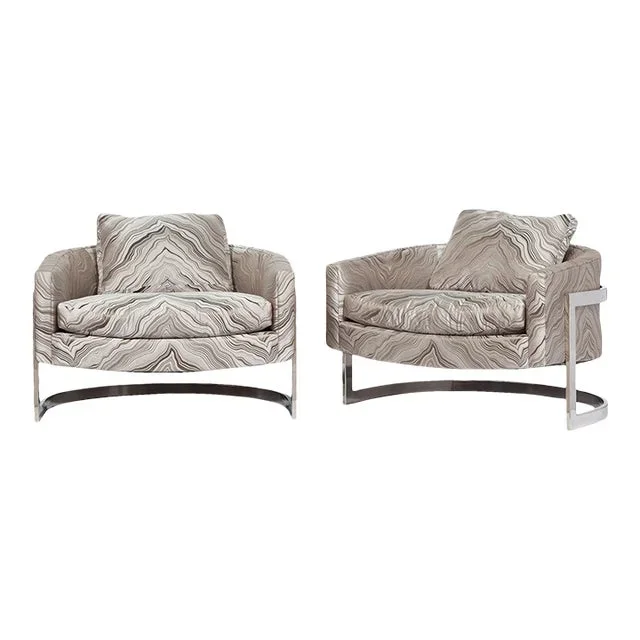 1970s/2010s Jules Heumann Chrome Barrel Club Chairs, a Pair