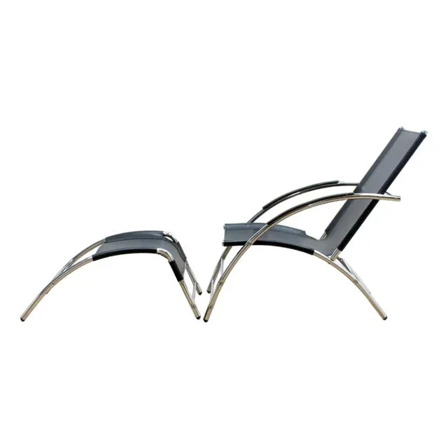 1970s Curved Tubular Chrome & Leather Lounge Chair by Rodney Kinsman