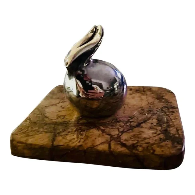 1970s Dansk Mid-Century Modern International Designs Ltd. Japan – Silverplate Bunny/Rabbit Paperweight Figurine