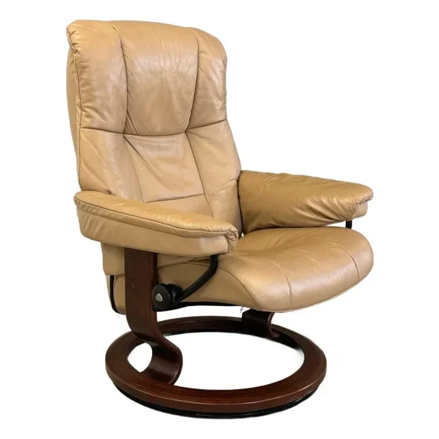 1970s Ekornes Stressless Tan Leather Reclining Lounge Chair