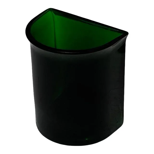 1970s Green Glass Half Moon Vase