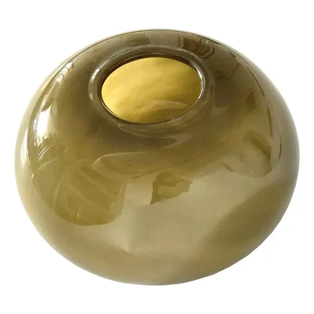 1970s Hand Blown Art Glass Orb/Donut Vase Attributed to Barbini, Murano