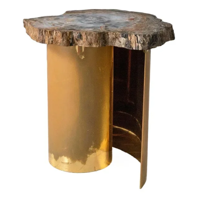 1970s Karl Springer Petrified Wood Side Table