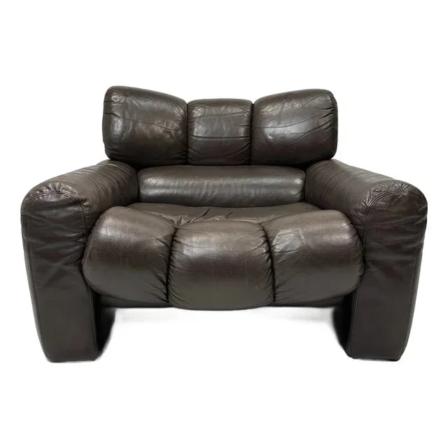 1970s Leather Lounge Chair by Tongiana Stefano