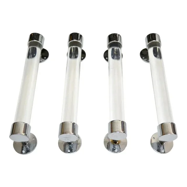 1970s Lucite and Chrome Bar Pulls – Set of 4
