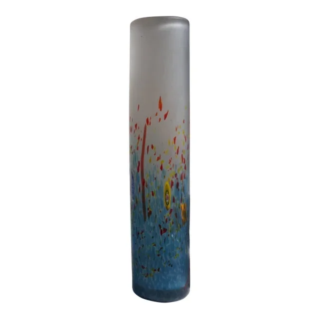 1970s Mdina Glass Cylindrical Vase
