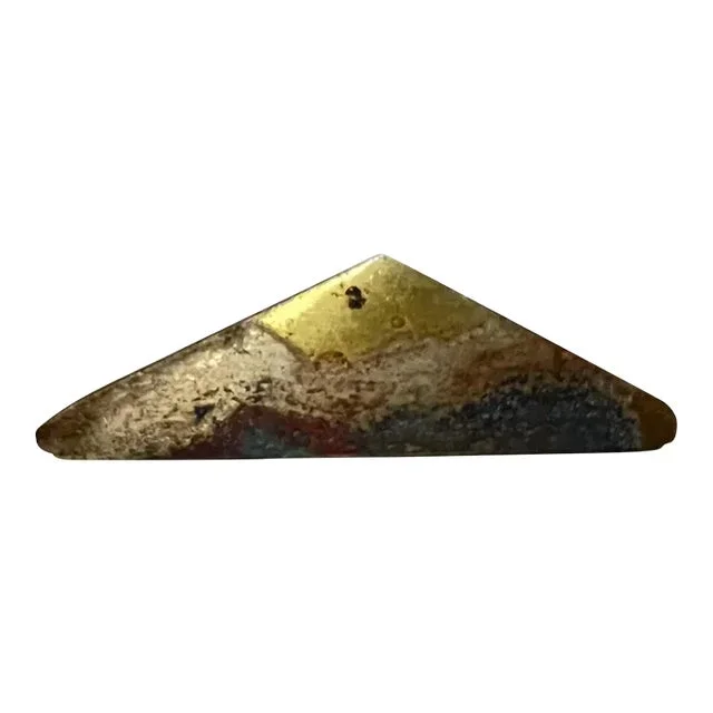1970s Modernist Brass Triangular Pull Knob Carl Aubock Style